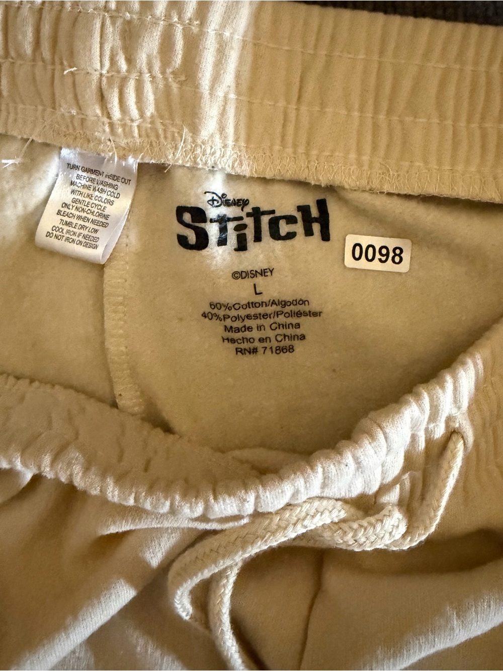 Disney Stitch & Angel Cream Graphic Joggers Size L - Picture 4 of 4